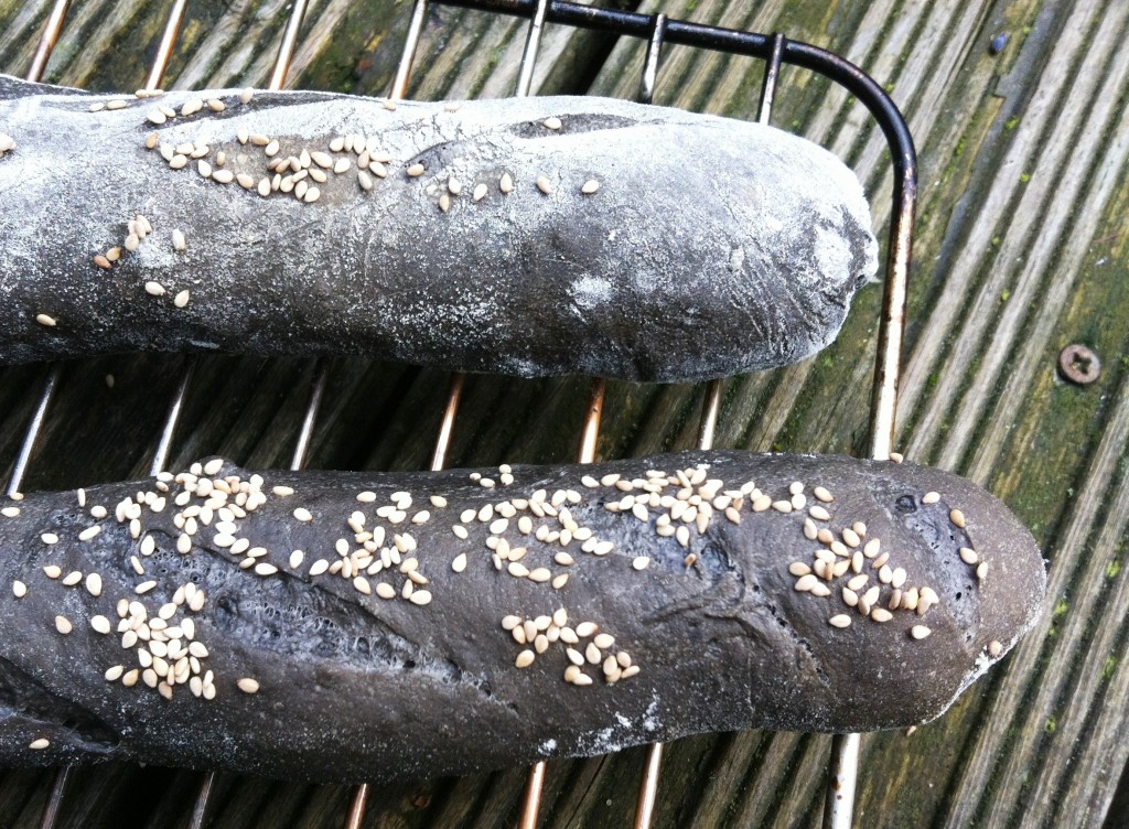 Squid Ink Sesame Baguettes with Homemade Harissa Butter