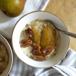 Chai spiced porridge with mapled pears & pecans